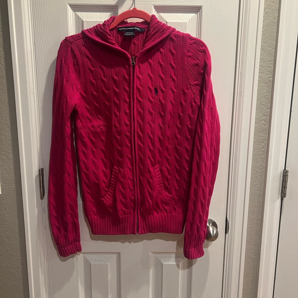 Ralph Lauren Sport Pink Knit Sweater Sz L